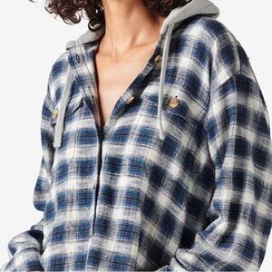 Lucky Brand Plaid Cropped Hoodie Sz Small
